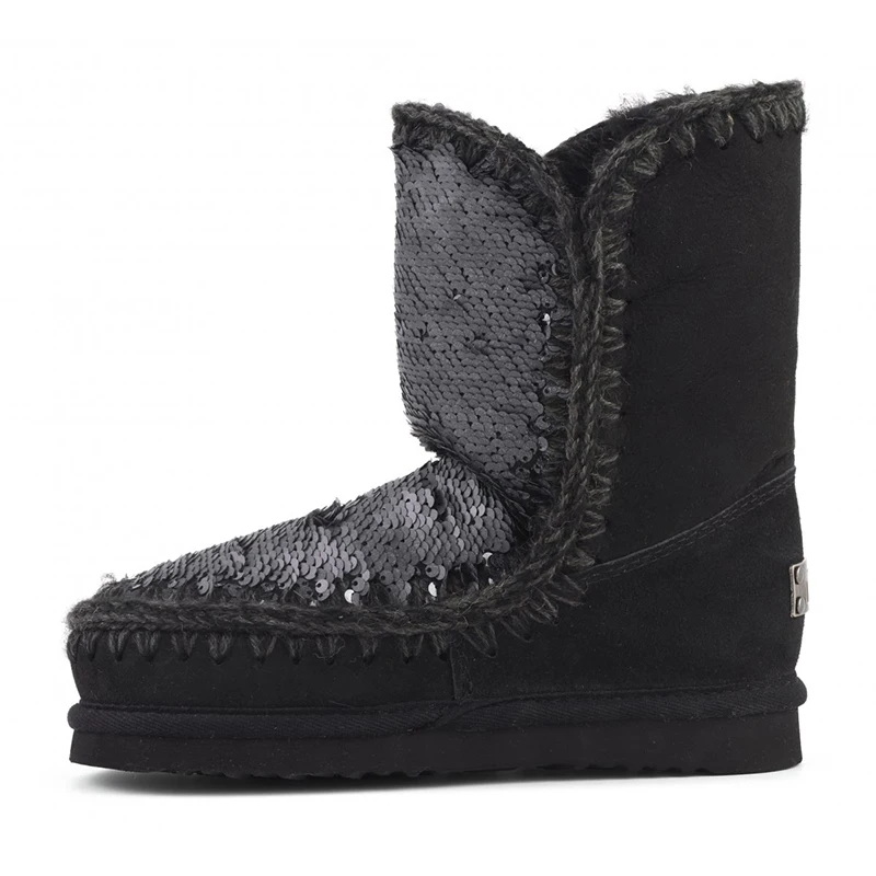 

Moug winter shoes women snow boots original eskimo 24 Sequins handmade sheepskin platform ladies ankle botas