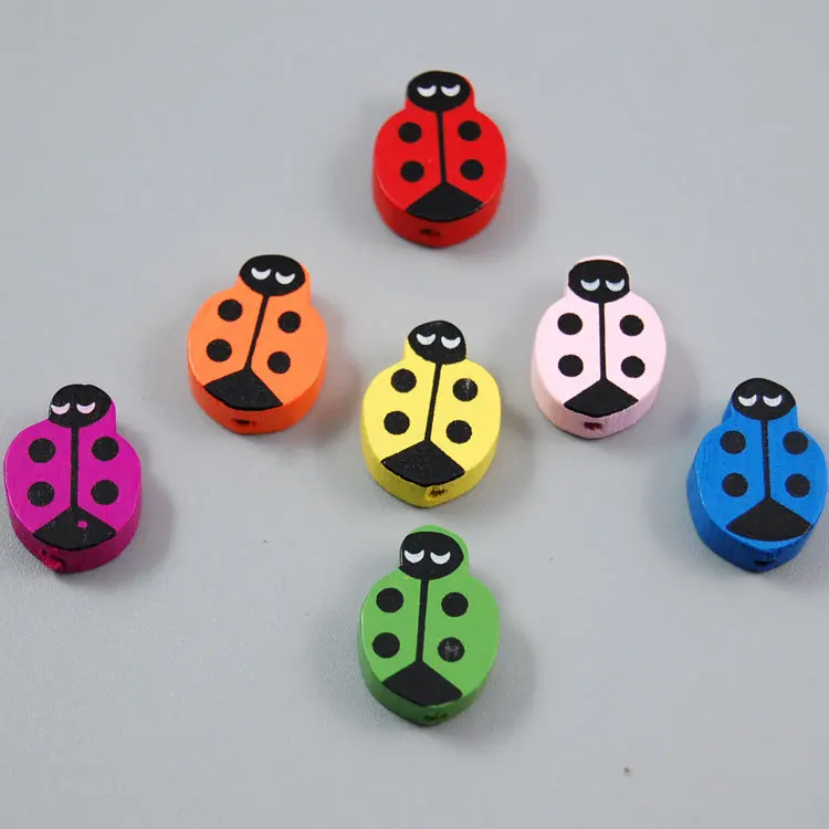 50 шт смешанные цвета Цвет деревянный Материал Милая Божья коровка пижамы бусины
