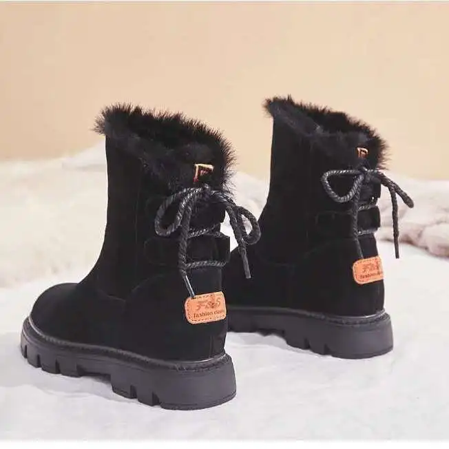 

Timalina Winter Snow Boots Female Women Shoes Casual Platform Ladies Warm Shoes New Flock Fur Women's Suede Ankle Boots