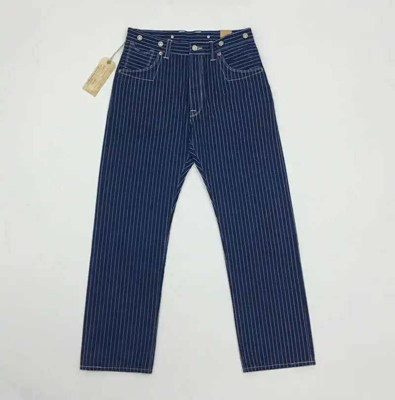 

Vintage DONG BOB 20s Indigo Wabash Stripes Work Pants Selvage Denim Trousers Workwear