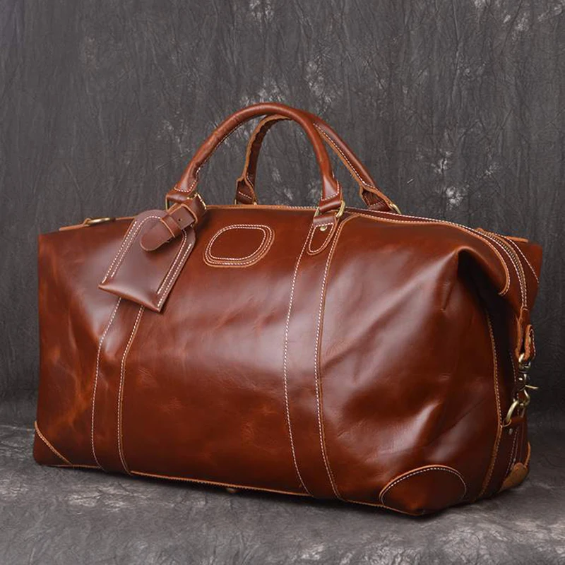 ROCKCOW винтажная кожаная дорожная сумка Crazy Horse большая Вместительная DZ07|duffle bag|vintage