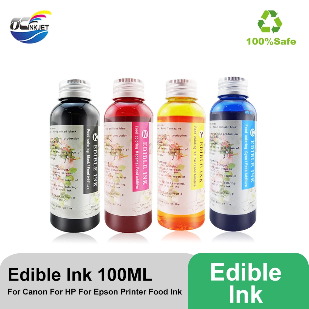 

OCINKJET 4 Colors 100ML Universal Edible Ink For Canon For HP For Epson Food Ink For Desktop Coffee Printer 100% Safe