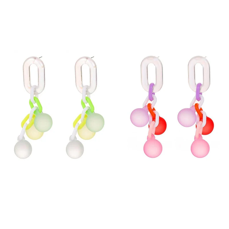 

Lovely Cute Colorful Acrylic Ball Earrings for Girls Women Candy Color Big Chain Dangle Earrings Children Birthday Gift 3 orders