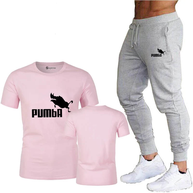 

2021 men's suit T-shirt + pants two-piece casual sportswear men/women suit printed top + pants gym fitness pants