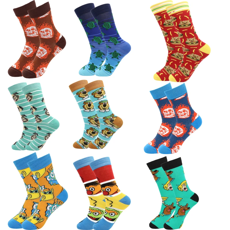 

38-46 Man Anime Knitting Hip Hop Socks Women's Cartoon High Quality Sewing Pattern Funny Casual Street Cotton Skateboard Socks