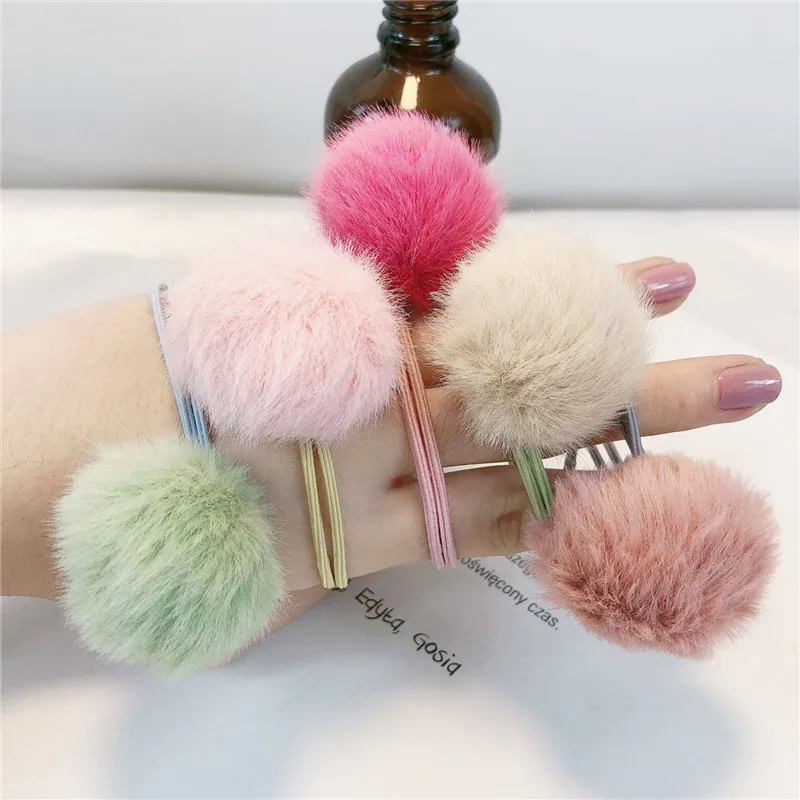 5 шт./компл. головной убор факс меховой шарик конский хвост держатели эластичное