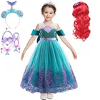 2021 платье принцессы для девочки маленькая Русалочка Ариэль платье для Хэллоуина маскарадный костюм для маленьких девочек одежда для карнавала дня рождения