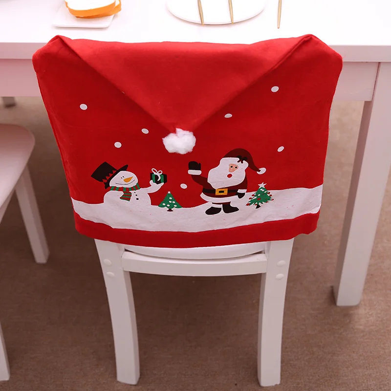 Christmas Dinner Seat Cover Chair Coat Santa Claus Snowman Printed Character | Дом и сад