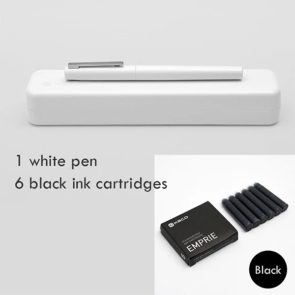 White add black Xiaomi Mijia Kaco BRIO авторучка Цельнометаллический корпус ручки два способа орошения чернил оснащен Шмидтом поглотитель чернил - Цвет: White add black
