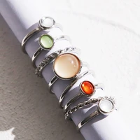 2022 cute woman rings korean fashion gothic accessories simple cold style color eight piece set ring gold jewelry anillos mujer