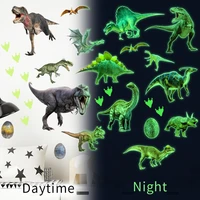 green light luminous dinosaur wall stickers home bedroom kids room decoration animal fluorescent decals glow in the dark sticker