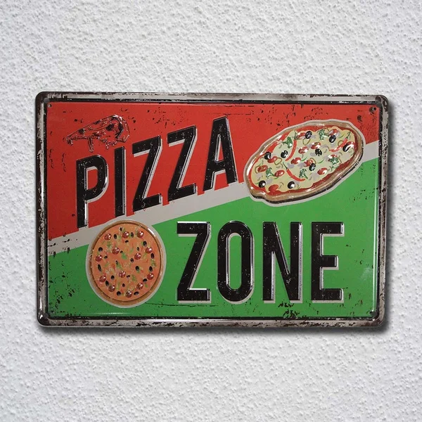 

Dehavre Pizza Zone Vintage Distressed Tin Sign Metal Sign Metal Poster Metal