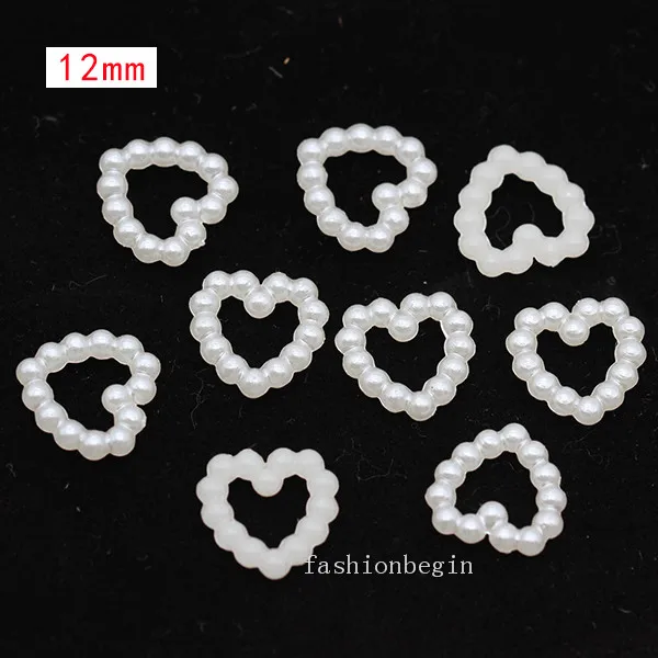 100p 12 hollow heart Имитация жемчуга цвета слоновой кости для скрапбукинга, украшения для рукоделия, украшения для ногтей, изготовление свадебных открыток, сшитые бусины для одежды, разные формы - Цвет: 100p 12 hollow heart