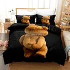 Смешной плюшевый мишка Комплект постельного белья модные игрушка 3d пододеяльник комплекты стеганых одеял постельное белье Декор Королева Король Один Размеры Роскошная бумажная коробка подарка