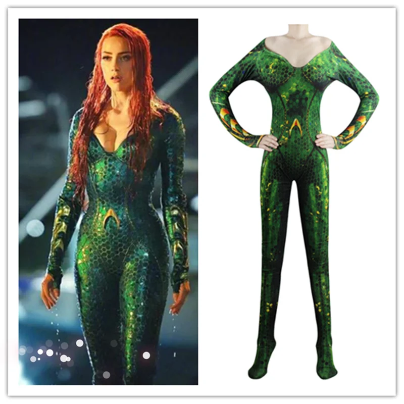 Фильм Аквамен мера Королева Косплей Костюм зентай боди костюм комбинезоны 3D