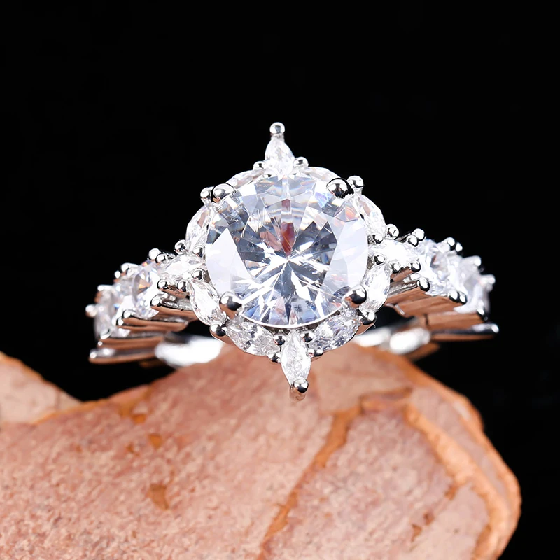 

Fashion Crystal Stone Ring Wedding Engagement Cubic Zircon Rings for Women Luxury Jewelry Elegant Gift