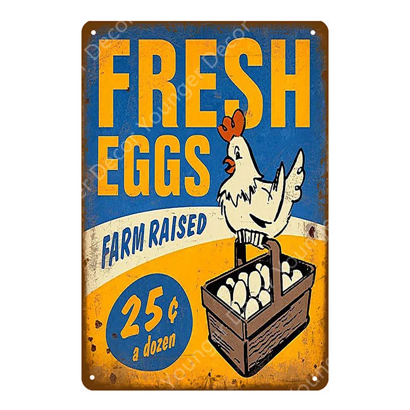 YD7897BI Fresh Eggs Black Grouse Metal Signs Beef Cow Chicken Meat Collection Poster Vintage Wall Painting Craft Farm House Decor YI-164 - Цвет: YD7897BI