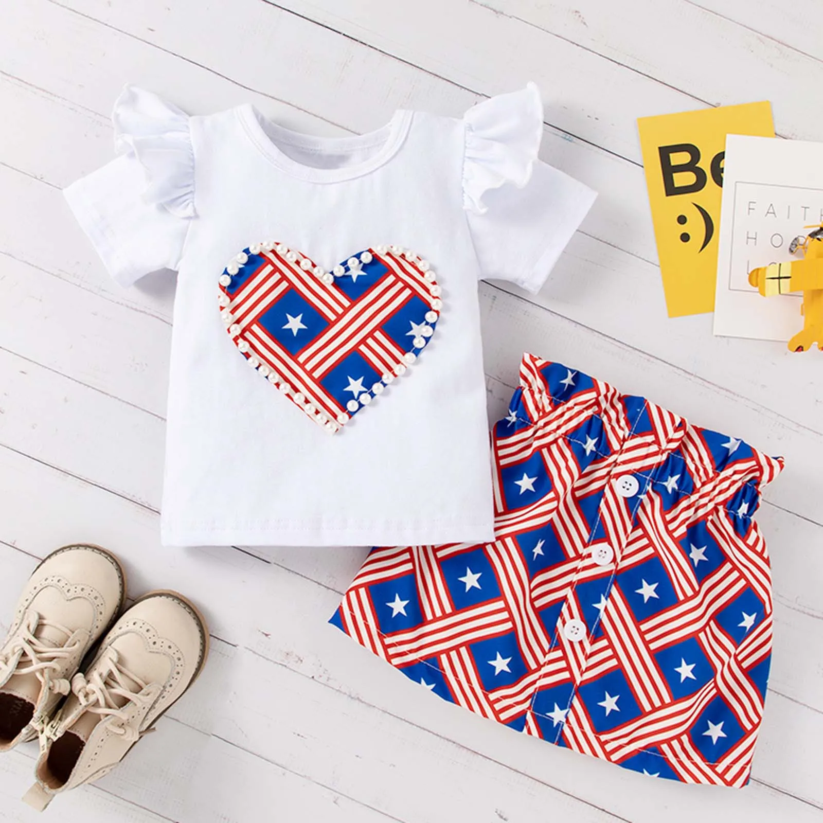 

Комплект летней одежды для девочек, с юбкой и коротким рукавом, 2 шт.