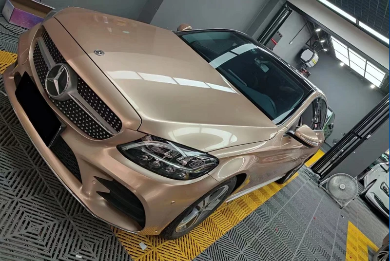 

Premium Metallic Glossy Champagne Gold Vinyl Vehicle Car Wrap Foil with Air Release DIY Full Body Wrapping Sticker