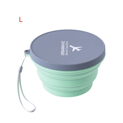 L - Light Green Портативная дорожная силиконовая чашка, аксессуары, Складная портативная походная вода, фрукты, быстрорастворимый контейнер для лапши, товары для продуктов - Цвет: L - Light Green