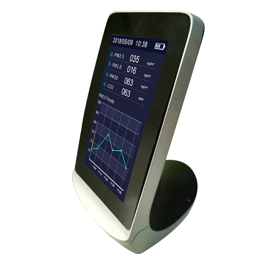 4 3 дюймовый цифровой ЖК-дисплей CO2 PM2.5 PM1.0 PM10 HCHO TVOC AQI детектор термометр и
