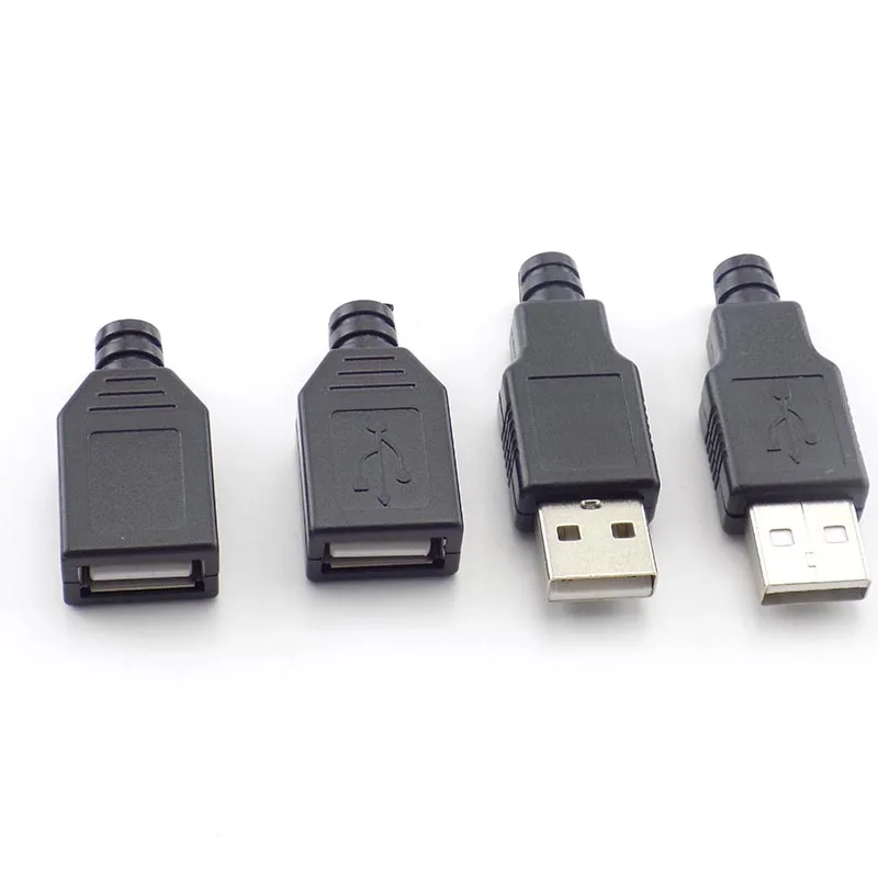 

5Pair Micro USB Connector Male Female DIY USB 2.0 Type A Connectors Charging Socket Micro USB Plug Tail Black Plastic Cover