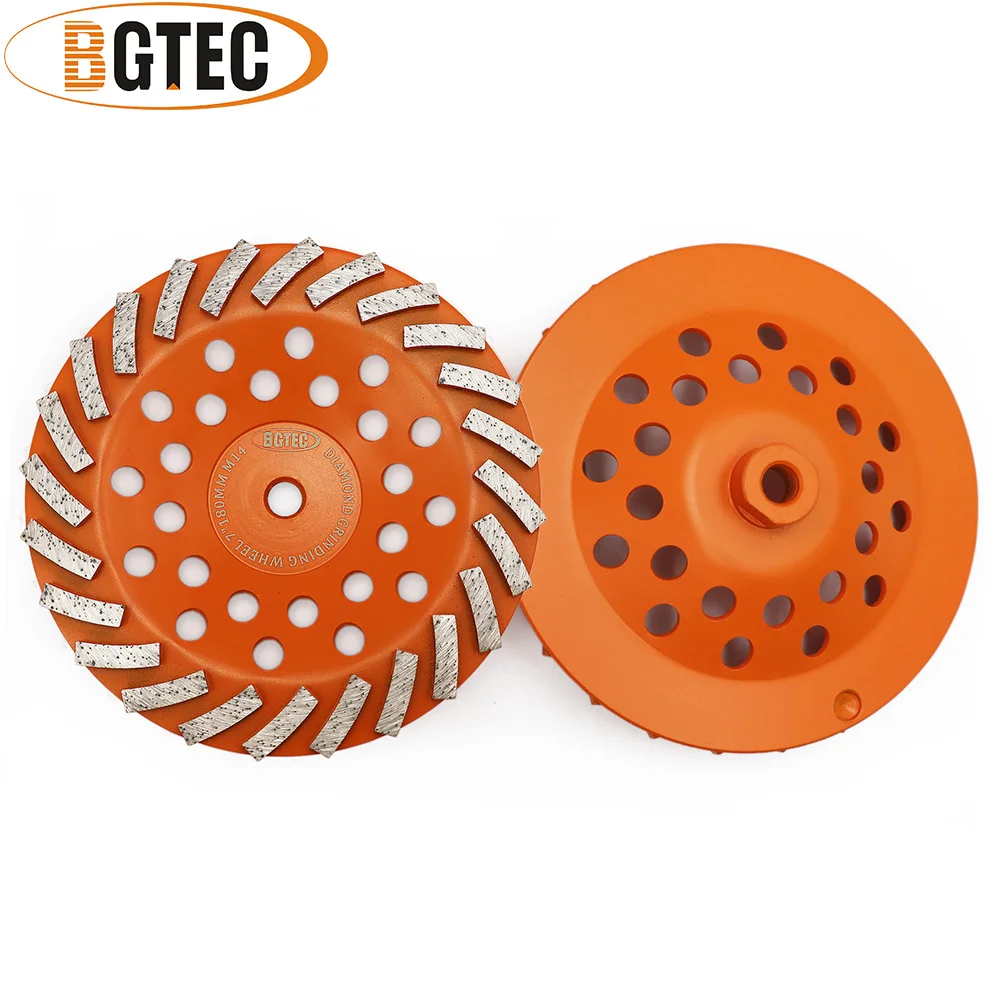 BGTEC 2pcs 7inch Diamond Turbo Row Grinding Cup Wheel 180mm Grinding disc for  concrete, Masonry,  construction material