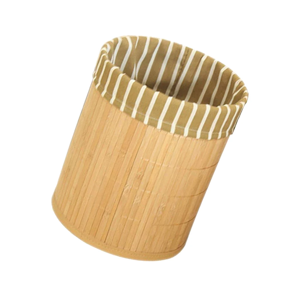 Cubo de basura de bamb&uacute; plegable, cesta de basura de Cubo de basura duradera para Ba&ntilde;o, Dormitorio, oficina, 22x27cm-2