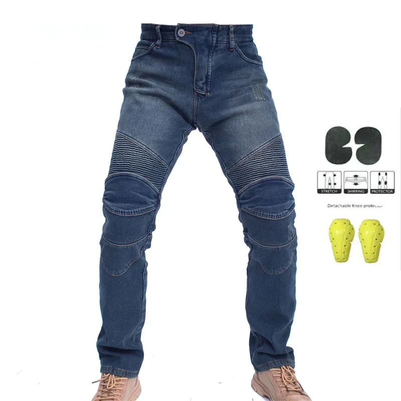 blue Komine улучшенные джинсы для езды на мотоцикле, локомотив, Непродуваемые, теплые, эластичные, бархатные, Осенние, зимние штаны - Цвет: blue