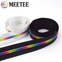 meetee 2m5m10m 5 nylon colored tooth zipper black white cloth code loading zipper diy home textile bag sewing accessories