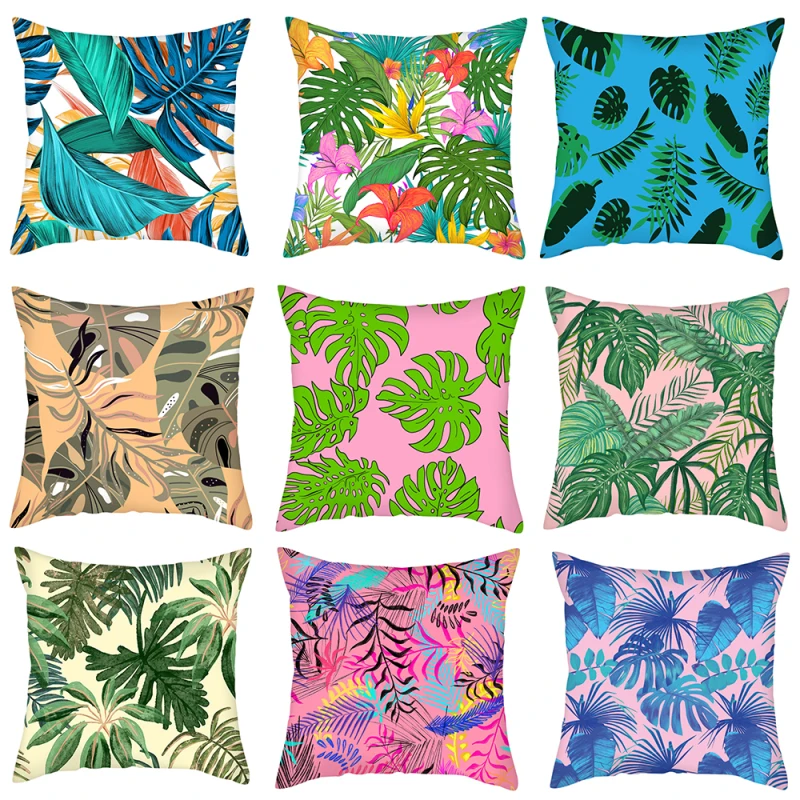 

Fuwatacchi Tropical Plants Cushion Cover Leaves Picture Printed Pillow Covers for Home Decorative Funda Cojin Throw Pillowcases