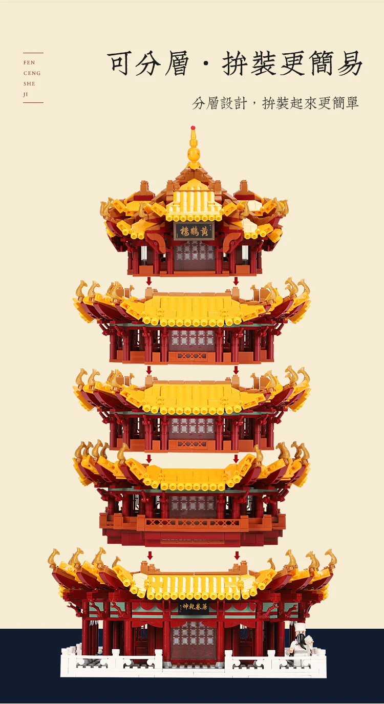 XingBao 01024 679 шт в блоках zhong hua jian zhu серия huanghelou Набор обучающих строительных блоков Кирпичи игрушки модель подарок