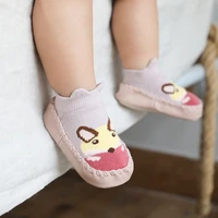 spring and autumn new leather soled baby shoes and children cartoon non slip toddler floor socks baby socks short tube boat sock