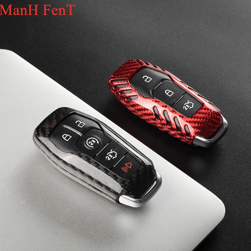

For Ford Mustang Carbon Fiber Car Key Cover Protection Remote Alarm Case Holder Protector