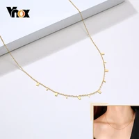 vnox elegant square charms chokers for women gold color stainless steel chain necklace geometric minimalist girls party jewelry