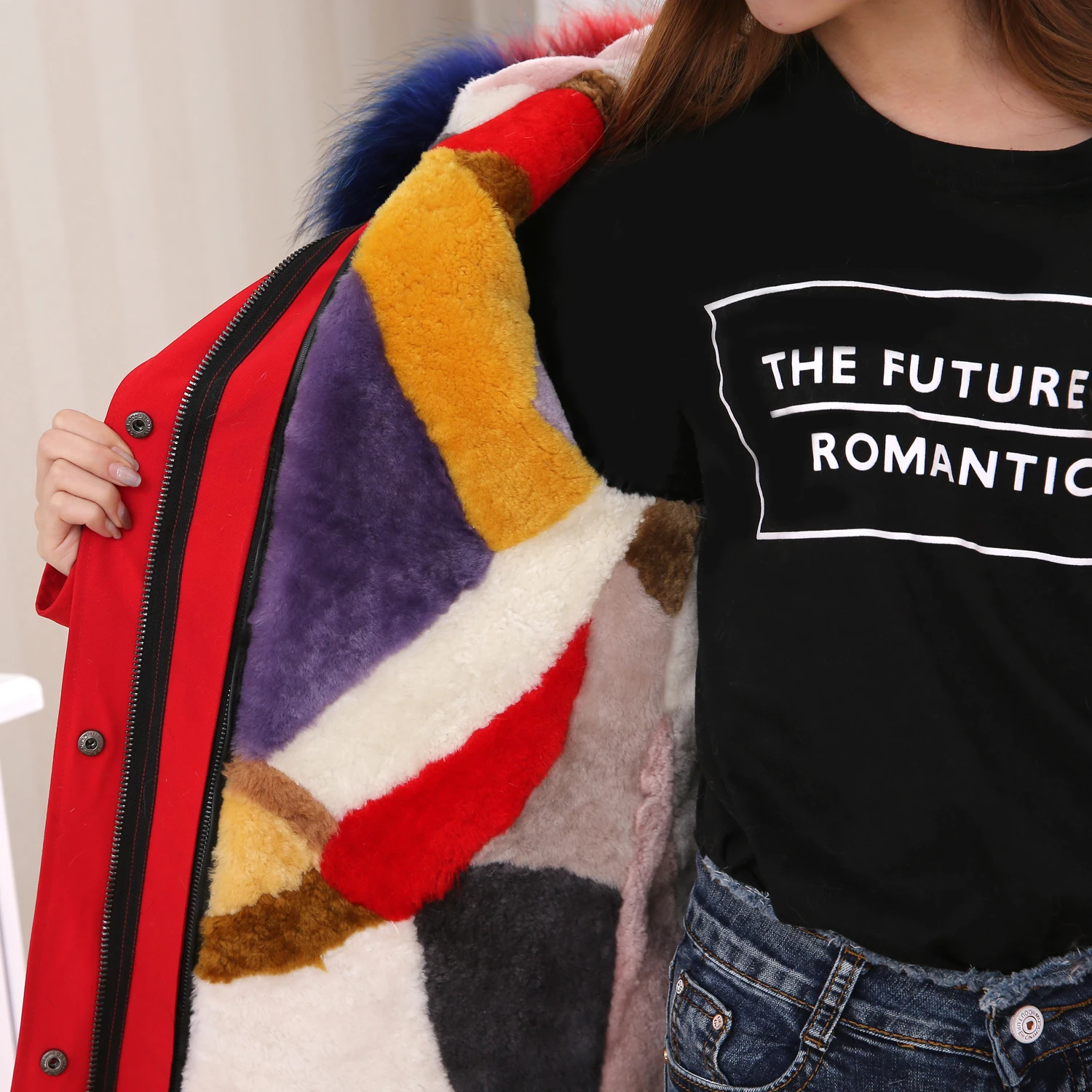 110 см пальто с мехом парки Зимняя куртка Женская парка большой воротником из меха