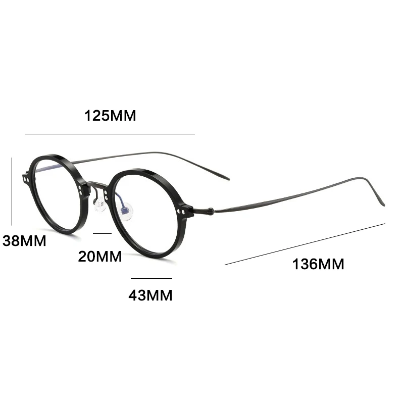 

2021 New Men Acetate Glasses Frame Women Vintage Round Titanium Leg Eyeglasses Frame Male Prescription Myopia Optical Eyewear