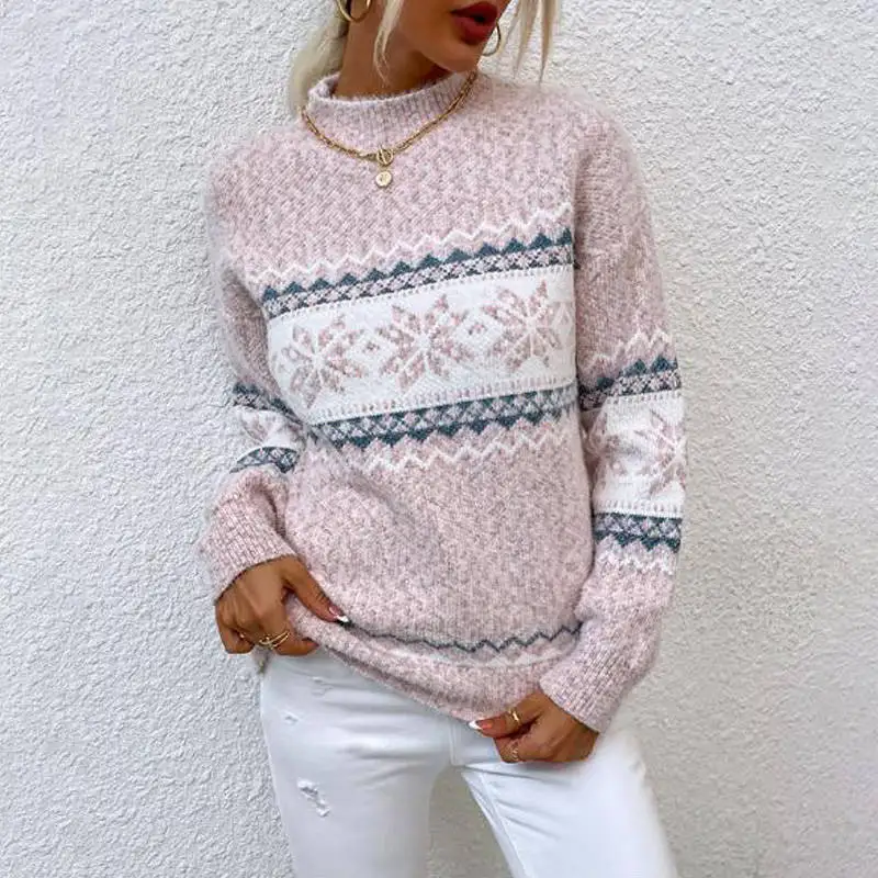 

Autumn Winter Christmas Sweater Women Xmas Turtleneck Sweater Women Turtle Neck Knitted Sweater Pullover Women 2021