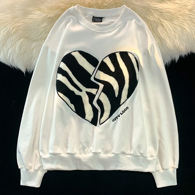 

Woman Sweatshirts Oversized Harajuku thin Sweatshirt Casual Long Sleeve Top Pullover Love print hoodies women clothes streetwear