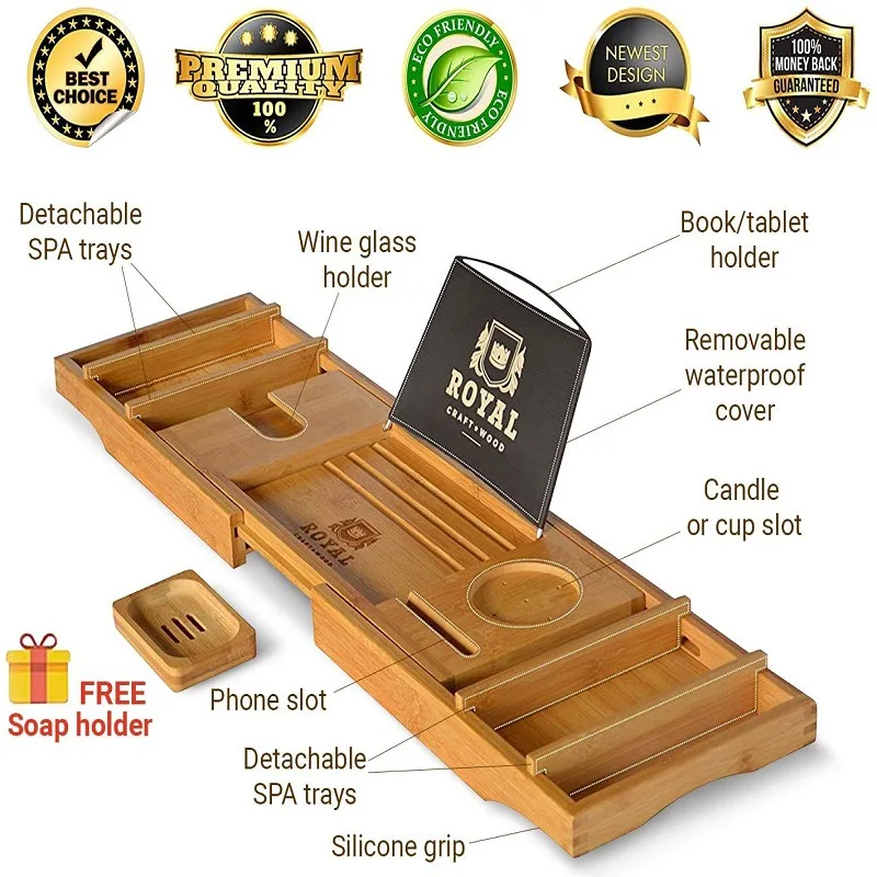 

Bamboo Retractable Bathtub Stand Bathtub Storage Shelf Watching Movie Stand bamboo tray wood bath tub tray