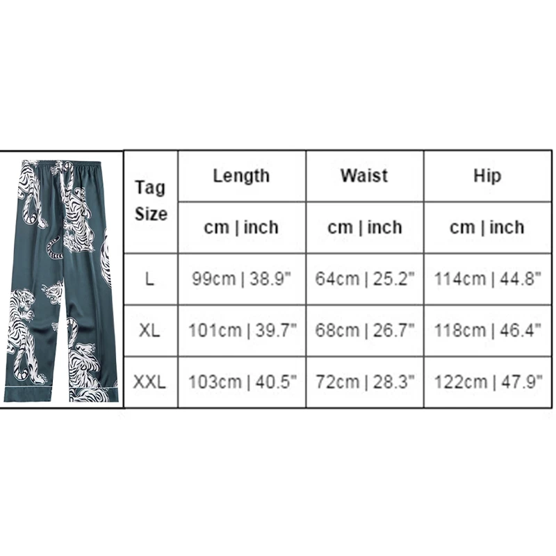 

Men Satin Sleep Bottoms Sleepwear Soft Nightgown Pants Elegant Crane Print Pajama Panties Male Night Wear