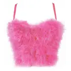 Укороченный топ из искусственного меха, однотонный розовый, для выступлений, для осени, корсетный Топ, сексуальный топ, Женский бюстье с пуш-ап
