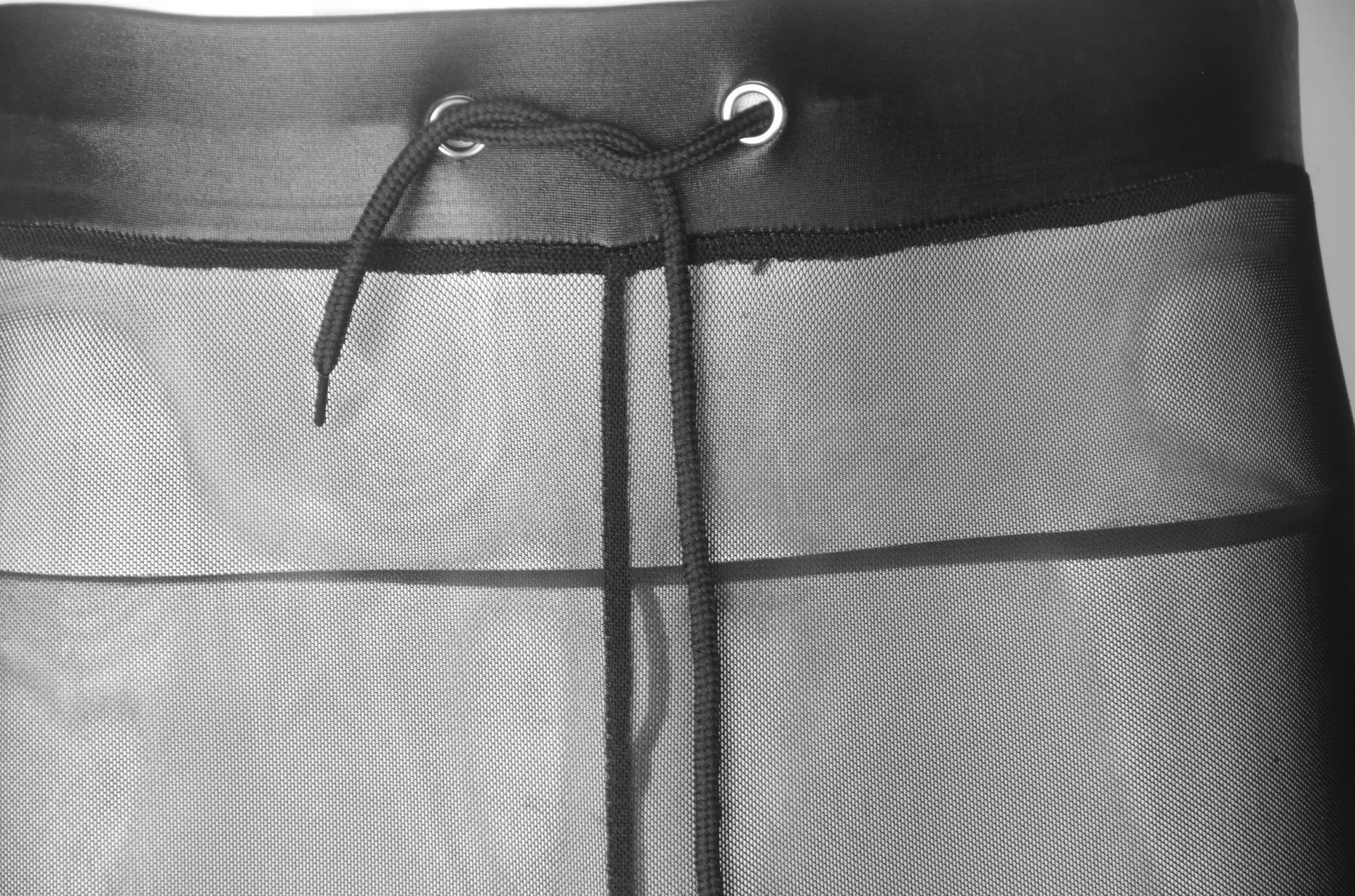 

Men Perspective Shorts Breathable Faux Leather Patchwork Mesh Black Drawstring Casual Shorts