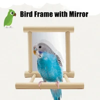 1pc pet bird mirror wooden play toy stand for parrot budgies parakeet cockatiel conure finch lovebird birds accessoires dropship