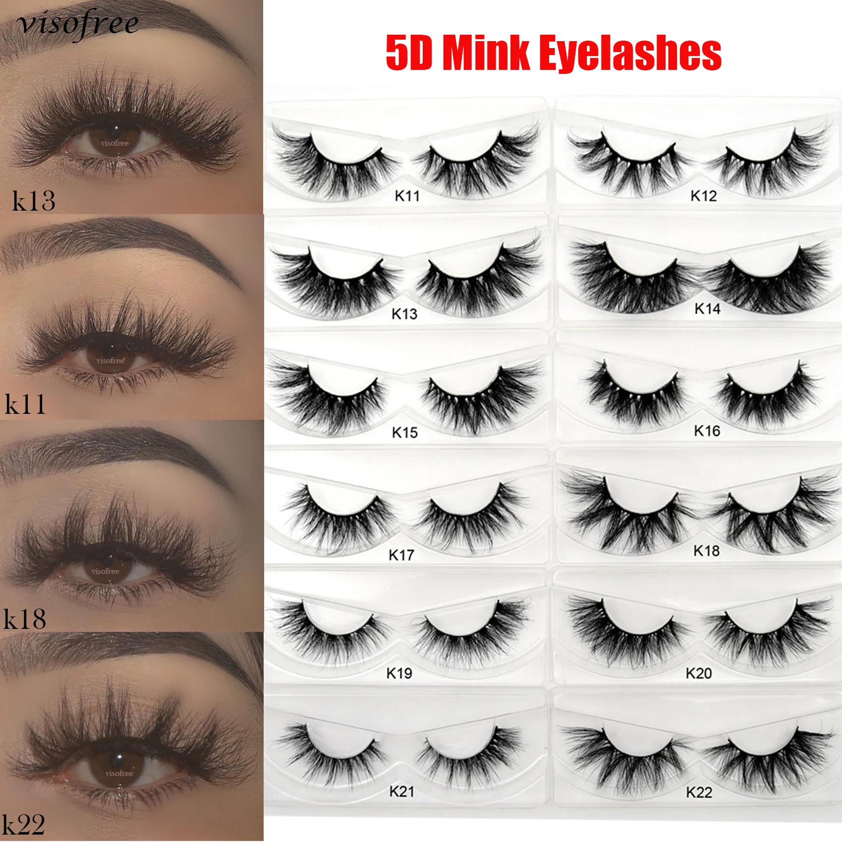Visofree 5D накладные ресницы из норки натуральные пушистые драматический объем