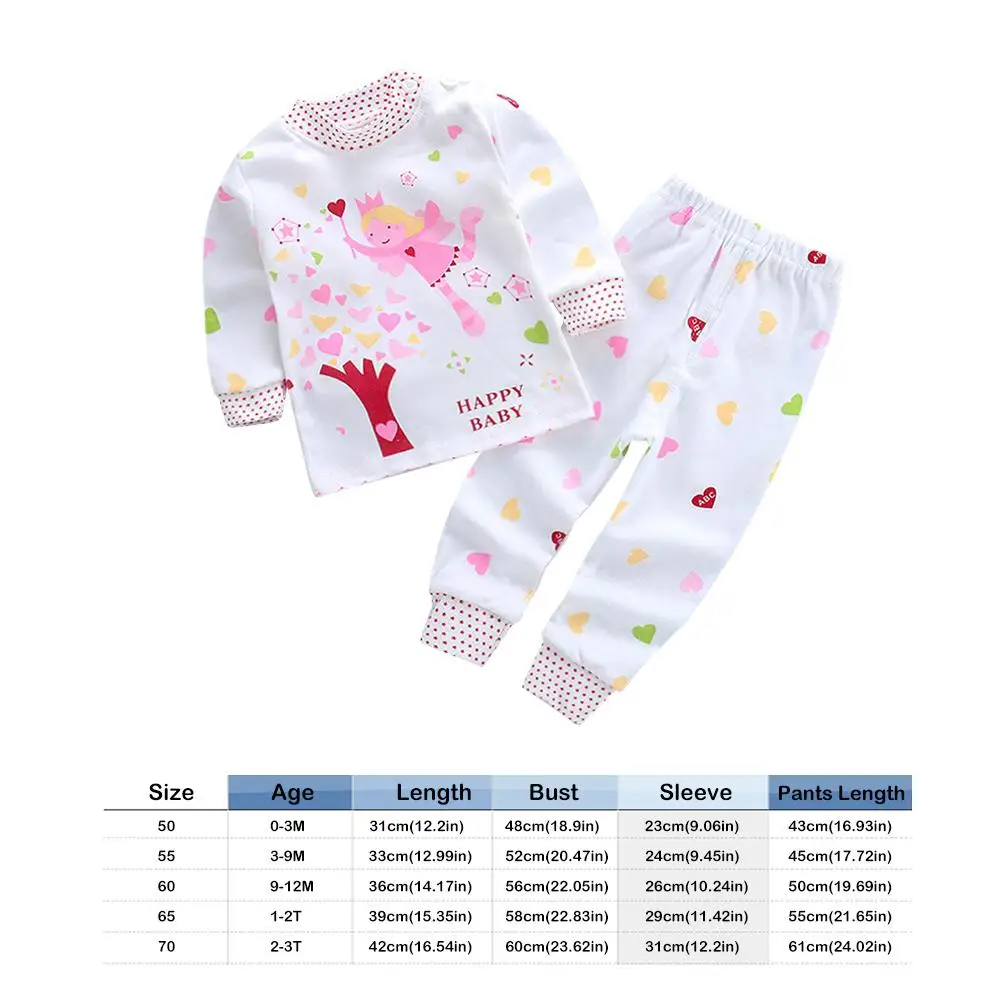 

Baby Boys Girls Underwear Pajamas Set Personality Printing Toddler Korean Lovely Cotton Warm Long Sleeve Tops Pants