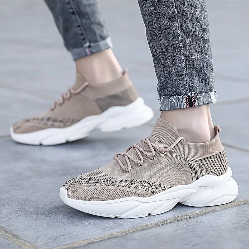 

Sneakers For Men Light Lace-up Rubber Shoes Man Spring Flats Shoes Thick Soled Antiskid Sports Shoes Running Shoes