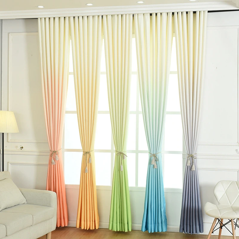 

2020 Hot Sale New Design Modern Gradient Color Blackout Living Room Window Curtains High Quality 100% Polyester Office Drapes