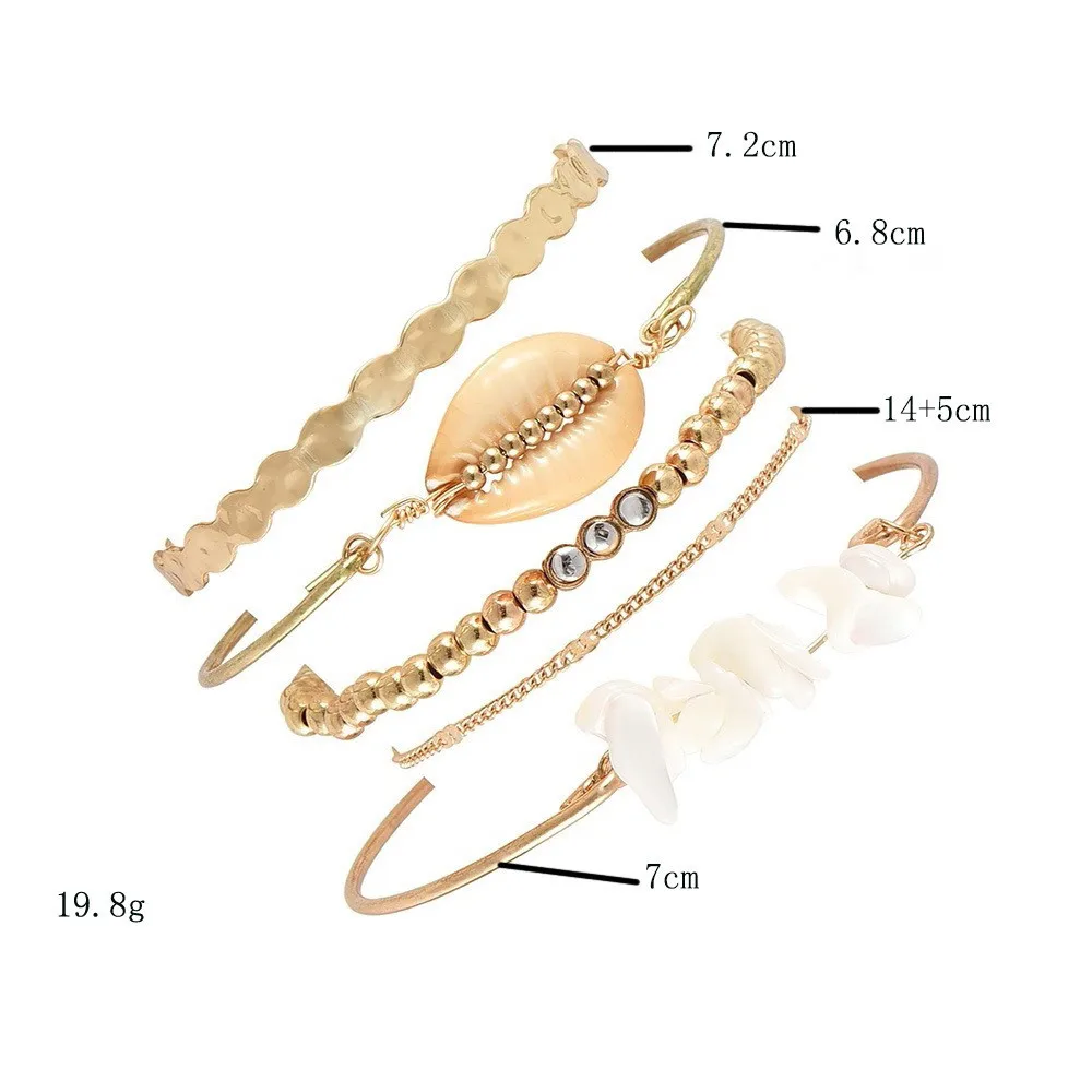 

Bohemian Bracelet Set For women Shell Star Map lotus pineapple Natural stone Beads chains Bangle Boho Jewelry