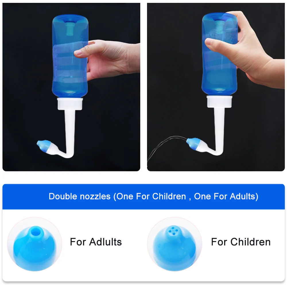 

300ml & 500ml Adults Children Nasal Wash Cleaner Nose Protector Cleans Moistens Child Adult Avoid Allergic Rhinitis Neti Pot